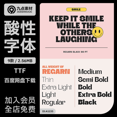 9款Regarn酸性逆反差设计潮牌Logo标题排版专用TTF英文字体包