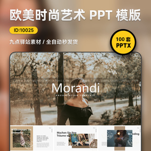 欧美莫兰迪色PPT模板高端艺术风工作汇报毕业答辩开题报告素材