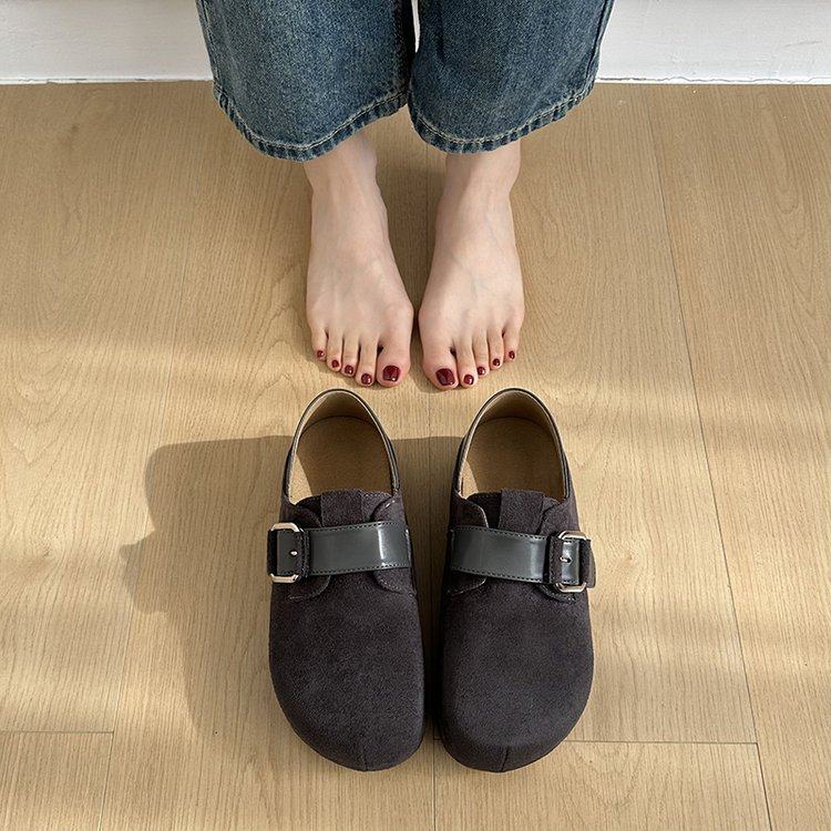 2026春季新款韩系风牛反绒磨砂皮深口平休闲鞋女平底舒适勃肯单鞋,女鞋,深口单鞋,淘宝优惠券,粉丝福利购,淘宝优惠卷