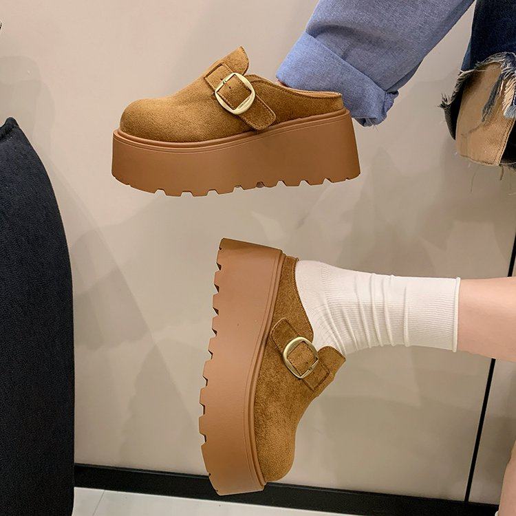 时尚厚底增高勃肯鞋女2026春秋新款一脚蹬包头半拖舒适博肯单拖鞋,女鞋,包头拖,淘宝优惠券,粉丝福利购,淘宝优惠卷