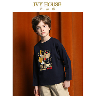 长袖 IVY 印图小熊时尚 男女童春秋新款 圆领T恤卫衣 HOUSE常春藤童装