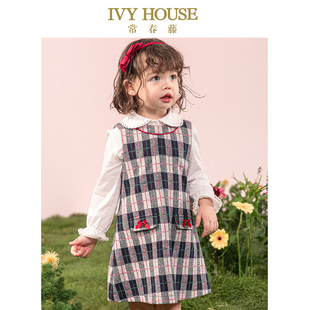 背心裙A字连衣裙校园风格 IVY 款 女小童春季 纹 HOUSE常春藤儿童装