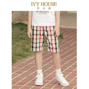 HOUSE常春藤儿童装 短裤 男童裤 休闲格子清爽透气五分裤 子夏款 IVY