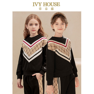 老花拼接卫衣运动裤 IVY 经典 秋款 子 HOUSE常春藤儿童男女童装