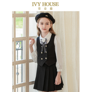 修身 IVY 亲子装 女童西服马甲秋季 背心演出服 HOUSE常春藤儿童装