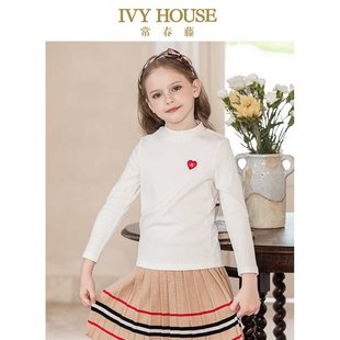 HOUSE常春藤儿童装 打底衫 女童针织衫 半高领百搭长袖 白色 秋款 IVY