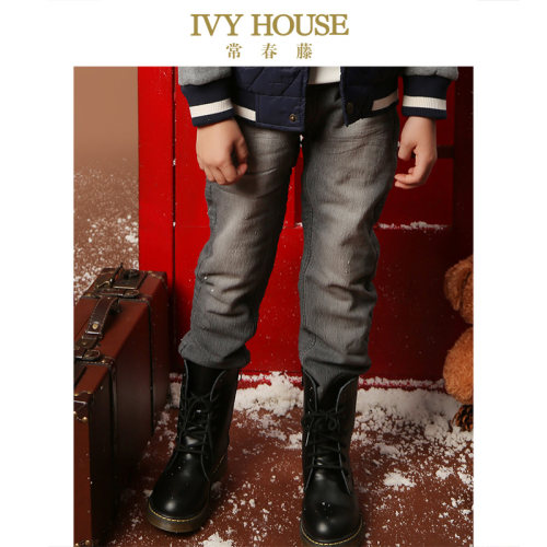 IVY HOUSE常春藤童装男童冬季新款 休闲洗白牛仔长裤儿童保暖裤子