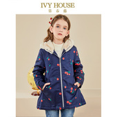樱桃印花细腻绸面夹棉外套 女童秋冬新款 IVY HOUSE常春藤童装