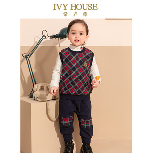 HOUSE常春藤儿童装 背心裤 男小童秋季 针织套装 子格纹学院风 款 IVY
