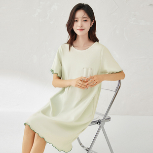 顶瓜瓜春夏新品女士全棉睡裙顶呱呱舒适短袖纯色轻薄家居服睡衣