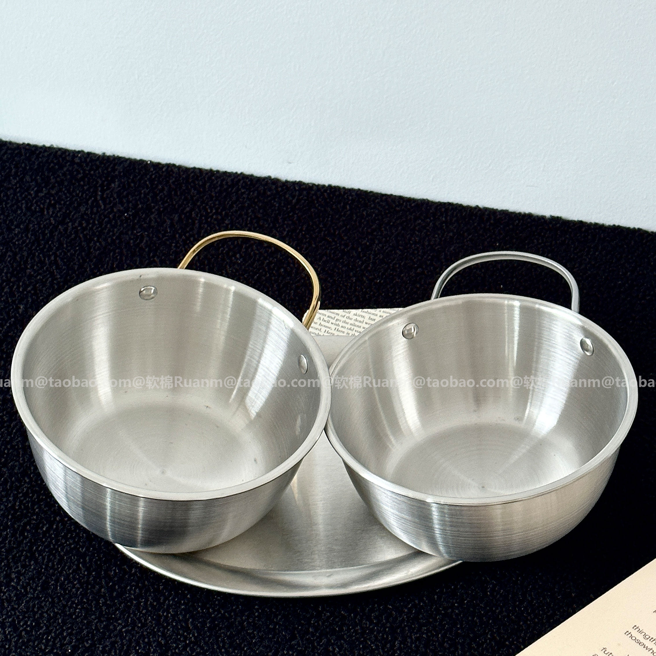 不锈钢带把手面碗拉面锅