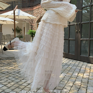 甜茶韩系2025秋上新UONE恋综女主精致温柔女人味半身裙梦幻蛋糕裙