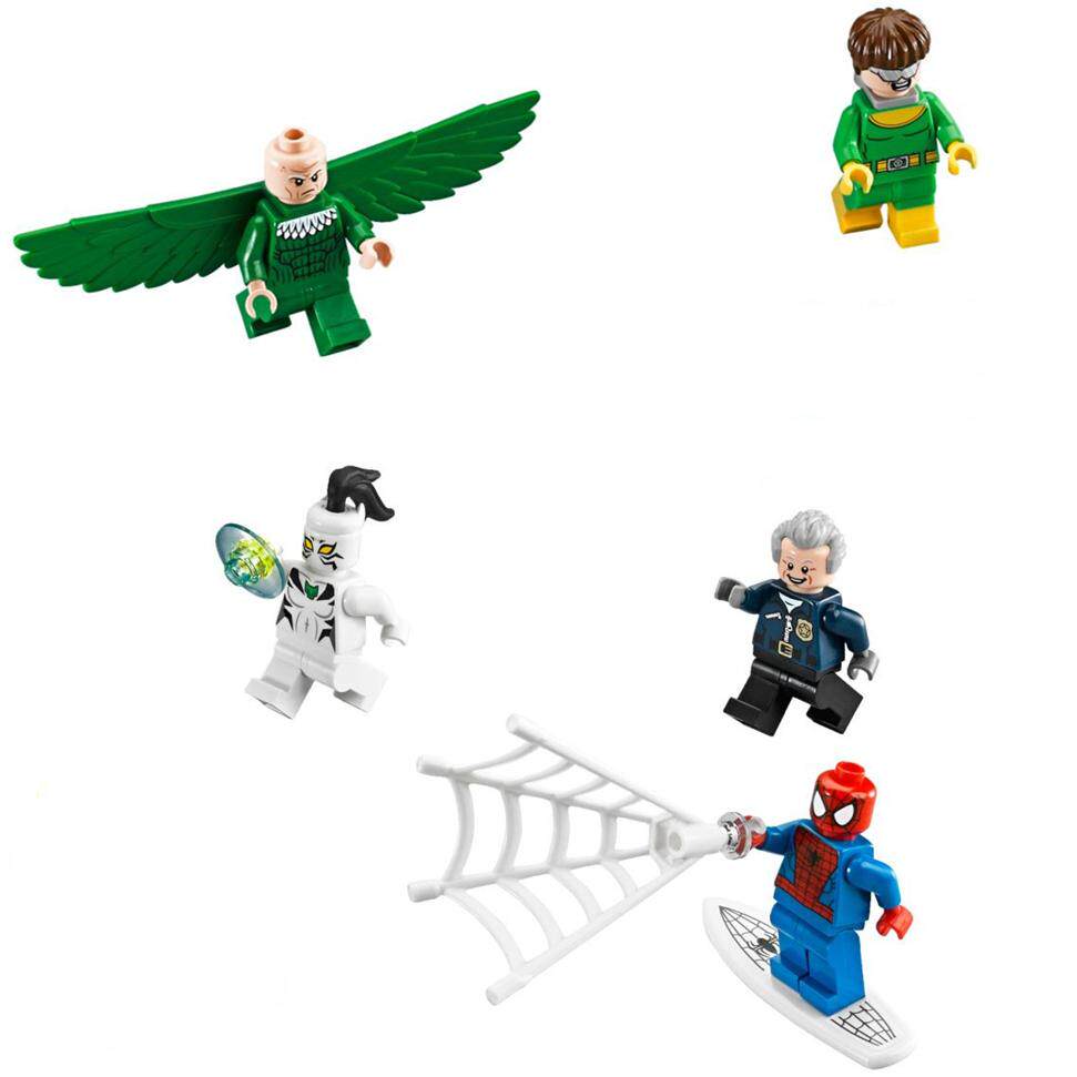 蜘蛛侠LEGO乐高76059人仔sh284章鱼博士sh286警察快艇船sh287白虎
