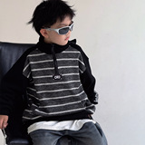 男童款卫衣加绒加厚新款中大童冬季儿童半高领一体绒上衣，童装卫衣/绒衫，摩比熊