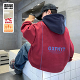 男童季卫衣加绒加厚新款大童冬装痞帅儿童一体绒连帽上衣，童装卫衣/绒衫，摩比熊