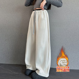 女童加绒裤子秋冬新款儿童弯刀阔腿裤女大童冬装加厚运动，童装裤子，摩比熊