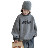 男童加绒卫衣款新款儿童装冬季一体绒打底衫大童冬装上衣，童装卫衣/绒衫，摩比熊