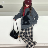 女童卡通毛衣秋冬新款小兔针织衫中大童休闲内搭长袖上衣，童装毛衣，摩比熊