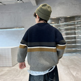 男童秋冬季套头毛衣新款大儿童装加厚保暖休闲拼色针织毛线衫，童装毛衣，摩比熊