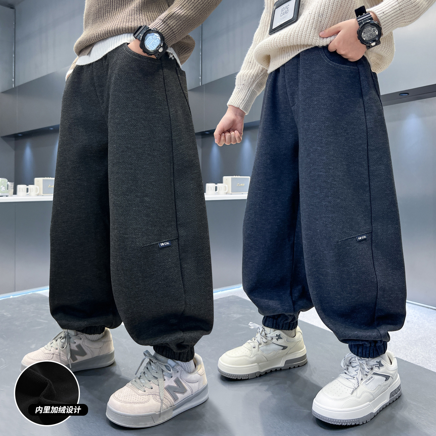 男童冬季加绒新款大儿童装运动休闲加厚保暖束脚裤长裤子,童装裤子,摩比熊 男童冬季加绒新款大儿童装运动休闲加厚保暖束脚裤长裤子,童装裤子,摩比熊