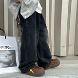 男童秋冬装裤子新款中大童秋款男孩加绒宽松儿童直筒牛仔裤潮，童装裤子，摩比熊