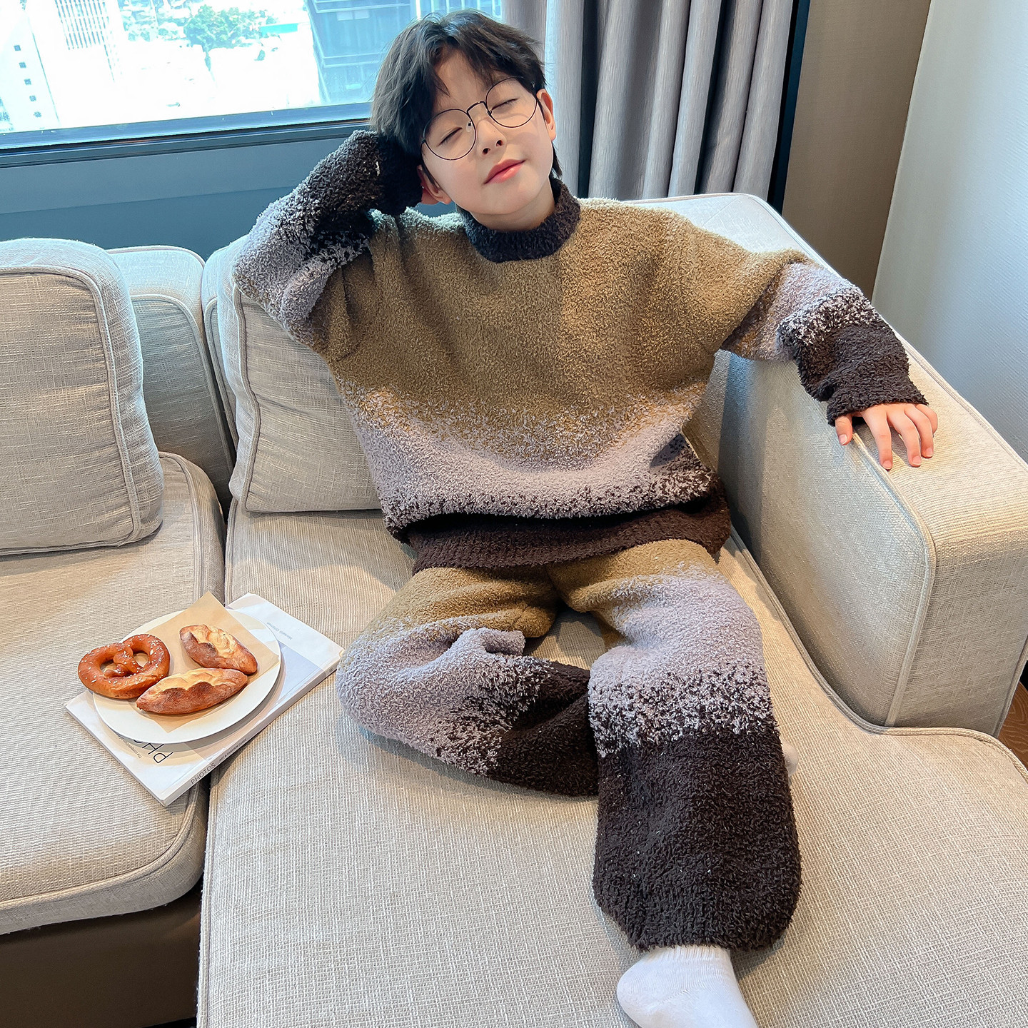 男童家居服套装新款秋冬款大儿童冬季青少年加厚睡衣两件套潮,童装家居服(睡衣),摩比熊 男童家居服套装新款秋冬款大儿童冬季青少年加厚睡衣两件套潮,童装家居服(睡衣),摩比熊