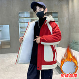 8811红色拼接棉衣