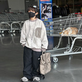 男童时髦休闲加绒卫衣新款季中大儿童男孩加厚套头衫潮牌，童装卫衣/绒衫，摩比熊