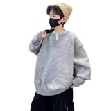 男童秋冬款毛衣新款中大童冬装男孩冬季韩版儿童假两件毛线衣，童装毛衣，摩比熊