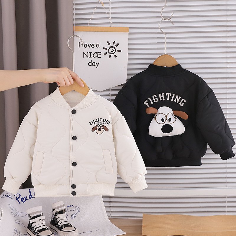 男童秋冬卡通小狗棉衣宝宝冬装外套新款男宝儿童加厚棉服上衣，童装外套，摩比熊