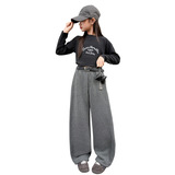 女童羊羔绒裤子冬季加厚新款儿童一条过冬特厚大童加绒阔腿裤，童装裤子，摩比熊