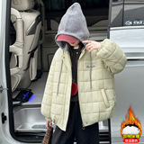 女童韩版洋气加厚棉衣夹棉宽松可拆卸毛线帽子时尚短款上衣潮，童装外套，摩比熊
