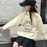 女童秋冬加厚毛衣新款刺绣针织衫中大童春秋时髦长袖上衣，童装毛衣，摩比熊