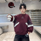 儿童装男童冬季一体加绒卫衣新款中大童款加厚男孩上衣潮，童装卫衣/绒衫，摩比熊