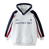 男童韩系撞色加绒加厚连帽卫衣新款儿童冬季酷帅运动上衣，童装卫衣/绒衫，摩比熊