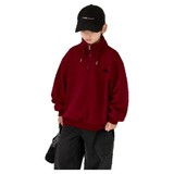 男童红色卫衣冬季儿童加绒加厚一体绒本命年衣服大童马年男孩，童装卫衣/绒衫，摩比熊