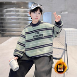 儿童装男童冬装加绒卫衣新款男孩中大童冬季上衣加厚打底衫潮，童装卫衣/绒衫，摩比熊