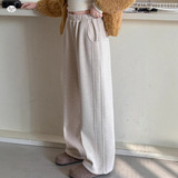 女童年秋冬新款加绒人字纹直筒裤大童春秋阔腿裤韩版高腰长裤，童装裤子，摩比熊