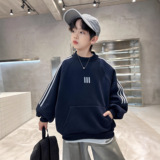 男童加绒卫衣一体绒款新款大儿童冬季加厚上衣男孩冬装潮，童装卫衣/绒衫，摩比熊