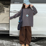 【单件】加绒棕色卫裤