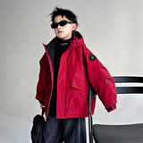 男童夹棉外套新款秋冬款加厚冲锋衣大儿童棉衣男孩冬季派克服，童装外套，摩比熊