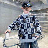 儿童装男童冬装加厚毛衣新款大童秋冬款男孩冬季水貂绒针织衫，童装毛衣，摩比熊