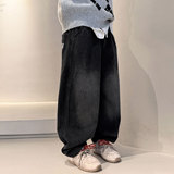 儿童装男童冬装裤子新款中大童秋冬款加绒加厚男孩冬季牛仔裤，童装裤子，摩比熊