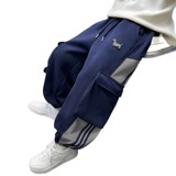 男童加绒裤子新款秋冬款一体绒男孩加厚运动大儿童冬季工装裤，童装裤子，摩比熊