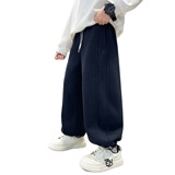 男童运动阔腿裤秋冬款新款儿童裤子加绒一体绒中大童加厚，童装裤子，摩比熊