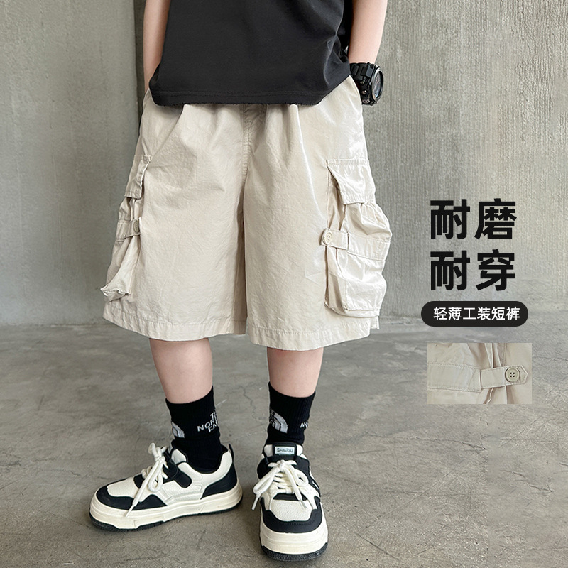 男童短裤新款童装儿童夏季薄款裤子男孩夏装中大童休闲五分裤，童装裤子，摩比熊