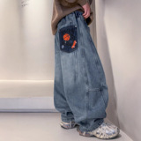 男童加绒牛仔裤秋冬款新款儿童冬季一体绒加厚裤子大男孩冬装，童装裤子，摩比熊