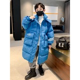 男童长款连帽面包棉衣外套冬季新款中大童男孩加厚棉袄潮，童装棉衣，摩比熊