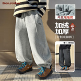 童装男童泡泡绒裤子冬季新款儿童加厚休闲裤大童加绒运动，童装裤子，摩比熊