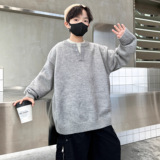 男童秋冬款毛衣新款中大童冬装男孩冬季韩版儿童假两件毛线衣，童装毛衣，摩比熊